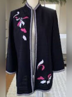 Misook Floral Cardigan Textured Topper